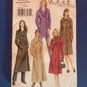 Vogue Ladies Coat Pattern 7979 Sizes 6-8-10 - New in Package - Sewing